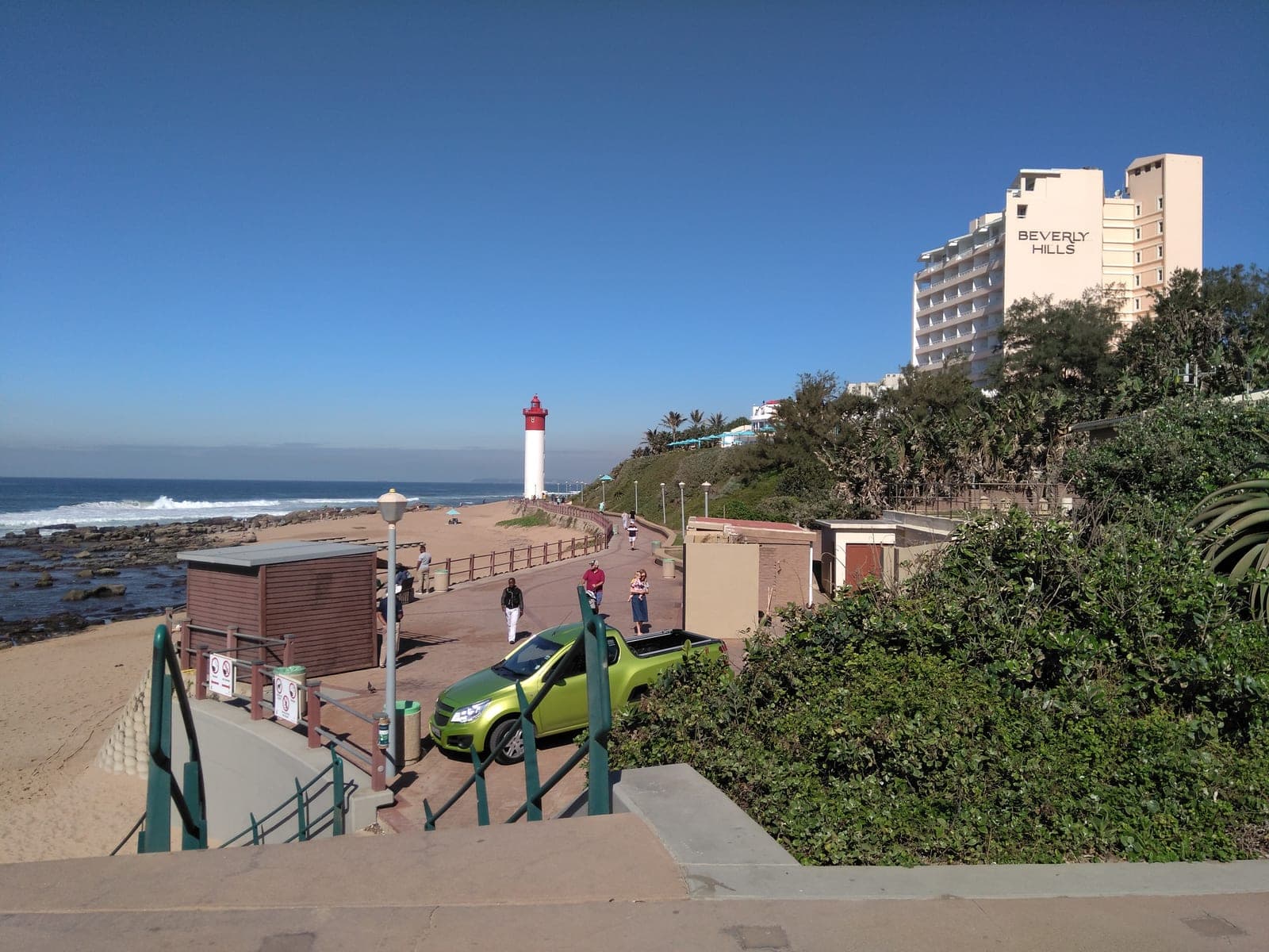 Umhlanga beach with the red-and-white lighthouse